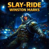 Slay-Ride by Winston Marks illustrated as a tense vintage science fiction scene with a lone astronaut inside a dark spacecraft control room, claustrophobic atmosphere, glowing instruments, deep space visible through windows, conveying classic sci-fi isolation and psychological danger.
